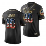 Men's Alabama Crimson Tide #10 Mac Jones 2019 Stars and Stripes Black Golden Limited Edition NCAA College Football Jersey 2403LIQO2